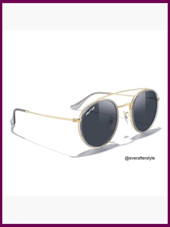 Retro Round Polarized Sunglasses with Double Bridge Metal Frame main image 7